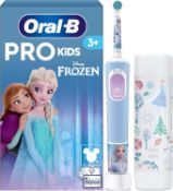 Â£50 Oral-B Pro Kids Electric Toothbrush, 1 Toothbrush Head, x4 Frozen Stickers, 1 Travel Case, 2 Mo