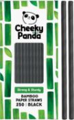 Â£6 The Cheeky Panda Bamboo Paper Straws | 250 Black Coloured Paper Drinking Straws