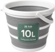 Â£10 Zuvo Collapsible Bucket 10L, Silicone Foldable Bucket, White and Grey