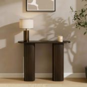 RRP £43 - OHS Madison Ribbed Console Table - Dark Wood
