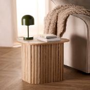 RRP £40 - OHS Madison Ribbed Side Table - Light Wood