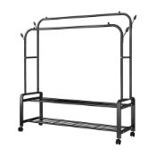 RRP £ - Double-Rod Clothes Rack with Wheels, SC1759