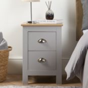 RRP £41 - OHS Chicago 2 Drawer Bedside Table - Grey