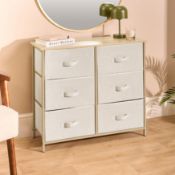 RRP £45 - OHS Brooklyn 6 Drawer Unit - Beige
