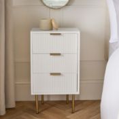 RRP £56 - OHS Ribbed 3-Drawer Bedside Table - White