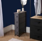 RRP £34 - OHS Brooklyn 4 Drawer Narrow Fabric Cabinet - Grey