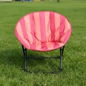 RRP £49.99 - OHS Stripe Moon Camping Chair Round Folding Outdoor Garden Seat