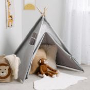 RRP £22 - OHS Foldable Kid's Storage Teepee - Grey