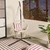 RRP £ - OHS Macrame Knotted Egg Chair, Swing Chair with Stand for Bedroom Patio Balcony Garden