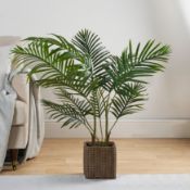 RRP £47 - OHS Palm Leaf Tree in Basket, Green - 110cm