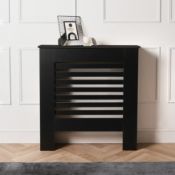 RRP £37 - OHS Wooden Slats Radiator Cover, Black - Small