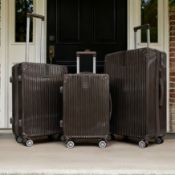 RRP £95 - OHS 4 Wheel Hard Shell Metallic Suitcase, Charcoal - 3 Pack