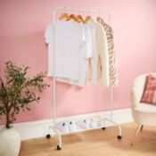 RRP £15 - OHS Heavy Duty Clothes Rail With Rack - White