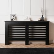 RRP £53 - OHS Wooden Slats Radiator Cover, Black - Large