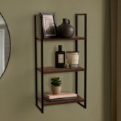 RRP £15 - OHS 3-Tier Mounted Wall Shelves Set - Medium Wood