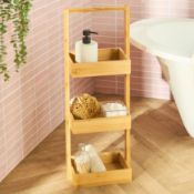 RRP £17 - OHS 3-Tier Bamboo Storage Caddy - Natural