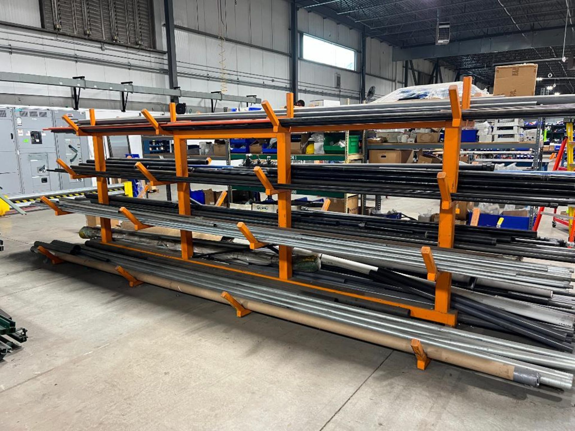 Rack measures: 16ft W x 18in D x 78in H. Contents are assorted sizes ...