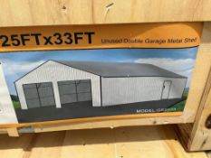 Unused Double Garage Metal Shed