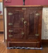 Antique White Clad Ice Box with 3 doors with Original Brass Hinges and Latches