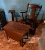 Antique Low Rocking Chair with Drop Leaf Side Table