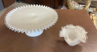 13 inch Tiered Ruffled Glass Cake Plate