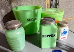 3 Pieces Jadeite shows some wear from use