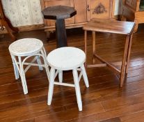 Antique Handmade Oak Side Table, 23 Tall x 18 w x 12 deep