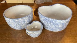 Set of 3 Spongeware Bowls