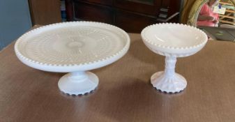 Pink Milk Glass Tiered Cake Plate