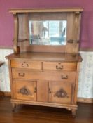 Antique Oak Empire Buffet with Mirror