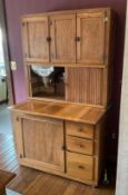 Antique Oak Hoosier Cabinet with Original Flour Bins