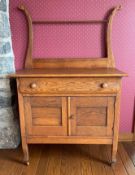 Antique Oak Washstand with Towel Bar
