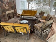 8 Piece Wrought Iron and Glass Patio Set with Covers