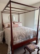 Henkel Harris Federal Style Cherry Queen Size Canopy Bed with Custom Made Bedding