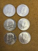 6 - 1966 Kennedy Half Dollars