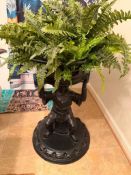 Blackamoore-Style Resin Buddha Planter Stand