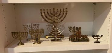 Assorted Menorah's with Candles and Yarmulkes