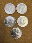 5 - 1965 Kennedy Half Dollars