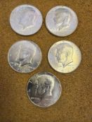 5 - 1965 Kennedy Half Dollars