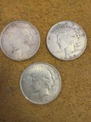 3 - 1922 Peace Silver Dollars
