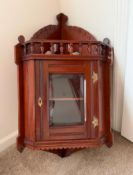 Antique Eastlake Style Floating Corner Cabinet with Bevelled Window