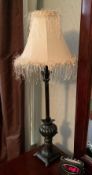 Pair of Buffett Lamps with Silk Shades