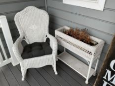 Wicker Rocking Chair with Matching Planter