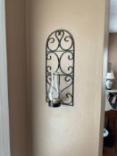 Pair of Metal Wall Sconces and Wall Hangings