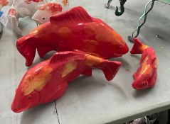 3 Koi Fish Garden Ornaments