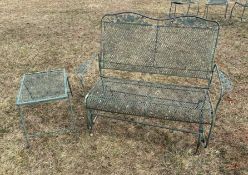 Wrought Iron Patio Glider Bench and Table