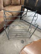 Metal Quilt Rack with 3 Tier Glass Accent Table