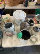 Lot of Vintage Crocks and Metal Items