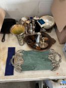 Assorted Silver Plate and Brass Serving Items