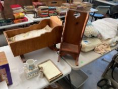 Wooden Children's Cradle and Rocker